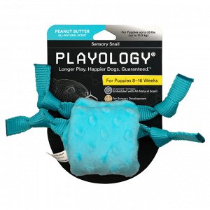Playology сенсорная плюшевая улитка для щенков PUPPY SENSORY SNAIL с ароматом арахиса, голубой