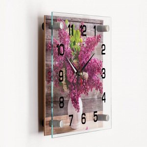 Часы настенные, серия: Цветы, "Сирень в белой вазе", 25х25  см