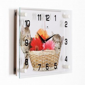 Часы настенные, серия: Животный мир, "Котята", плавный ход, 25 х 35 см