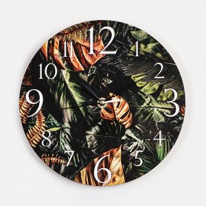 Часы настенные, серия: Интерьер, "Листья", дискретный ход, d-23.5 см
