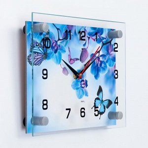 Часы-картина настенные, серия: Интерьер, "Фиолетовые Орхидеи и бабочки", 20 х 26 см