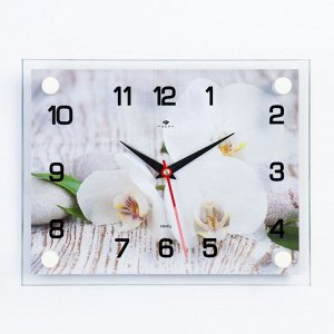 Часы-картина настенные, серия: Интерьер "Спа. Белые орхидеи", 20 х 26 см