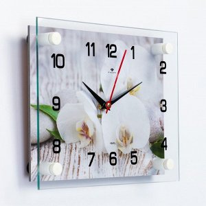 Часы-картина настенные, серия: Интерьер "Спа. Белые орхидеи", 20 х 26 см