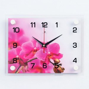 Часы-картина настенные, серия: Интерьер, "Розовая Орхидея", 20 х 26 см