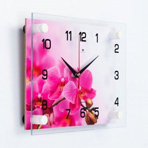 Часы-картина настенные, серия: Интерьер, "Розовая Орхидея", 20 х 26 см