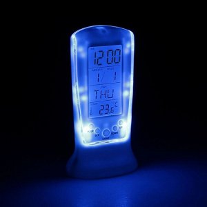 Будильник Luazon LB-02 "Обелиск", часы, дата, температура, подсветка, белый
