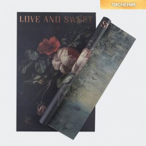 Бумага влагостойкая двухсторонняя «Love and sweet», 38 x 56 см