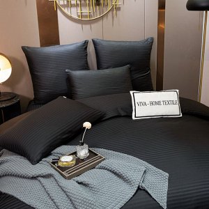 Viva home textile Постельное белье Страйп Сатин Однотонный на резинке CTR035