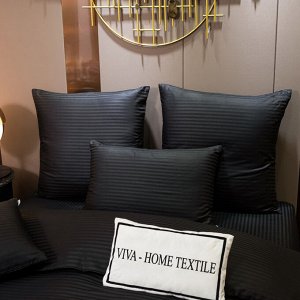 Viva home textile Постельное белье Страйп Сатин Однотонный на резинке CTR035