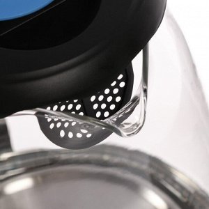 Чайник электрический Luazon LSK-1802, стекло, 1.8 л, 1500 Вт, подсветка, чёрно-синий