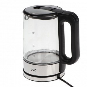 Чайник электрический jvc JK-KE1520, стекло, 1.7 л, 2200 Вт, серебристо-чёрный