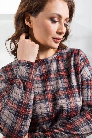 Платье. Цвет: серый рыжий клетка