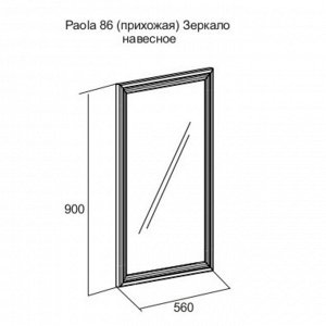 Зеркало навесное Paola 86, 560 ? 220 ? 900 мм, цвет ясень анкор светлый