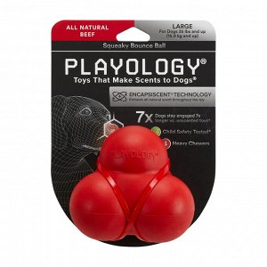 Playology хрустящий жевательный тройной мяч SQUEAKY BOUNCE BALL с пищалкой и с ароматом курицы, желтый
