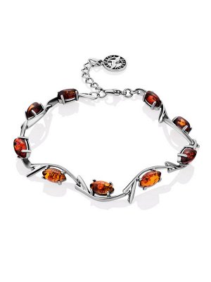 Браслет из натурального балтийского янтаря коньячного цвета «Ирис»