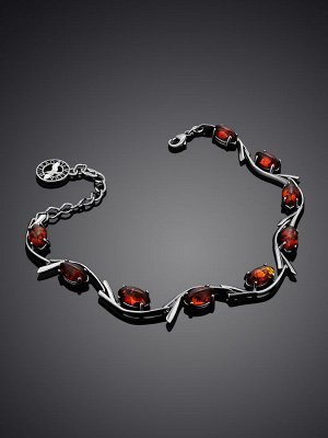 Браслет из натурального балтийского янтаря коньячного цвета «Ирис»