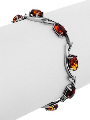 Браслет из натурального балтийского янтаря коньячного цвета «Ирис»