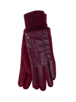 Кожаные женские перчатки на флисе, цвет бордовый