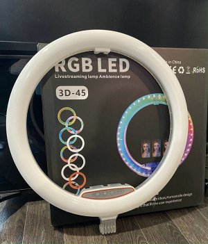 Цветная Кольцевая LED RGB лампа 56 см RGB 3D-MJ56 для фото и видеосъемки работы + штатив