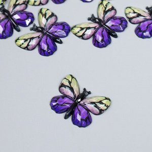 Декор для творчества пластик "Бабочка, фиолетово-жёлтые крылья" 2,5х3,2 см