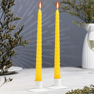 Набор свечей витых, 2,2х 25 см, 2 штуки, жёлтый, подвес