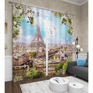 Фотошторы «Парижское небо», размер 145x260 см, 2 шт, блэкаут
