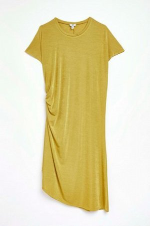 Золотое платье с короткими рукавами и присборенными боковыми булавками River Island