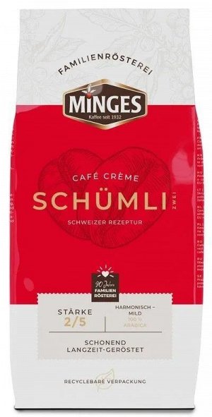 Кофе в зернах Minges Cafe Creme Schumli 2, 1 кг, Германия