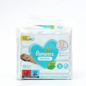 Детские влажные салфетки Pampers Sensitive, 4 уп. по 52 шт.
