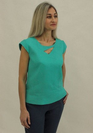 Женская блуза Лен 100%, полуприлегающая с удлинённой спинкой