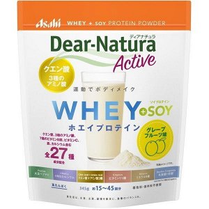 Asahi Group Foods Dear Natural Active Whey + соевый протеин со вкусом грейпфрута 345 г