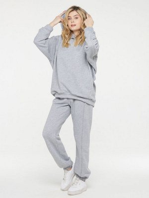 Толстовка (худи) женская 211-3622   ТХ003-01 св.серый меланж