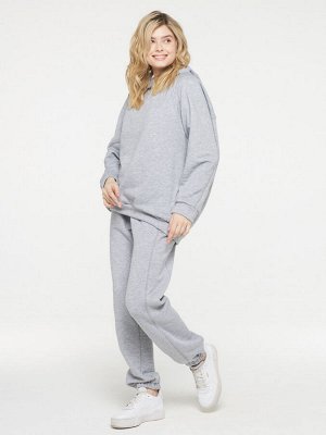 Толстовка (худи) женская 211-3622   ТХ003-01 св.серый меланж