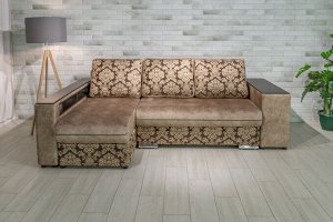 Угловой диван Одиссей М (пружина) + 3 подушки
