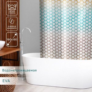 Штора для ванны Доляна «Чешуя», 180x180 см, EVA