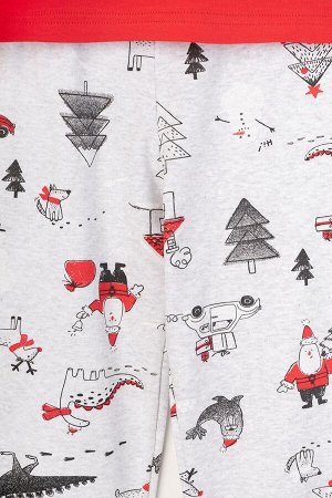 Пижама детская Crockid К 1592 красный, дед мороз и автомобили