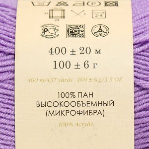 Пряжа "Детская объемная" 100% микрофибра 400м/100гр (389-Св.фиалка)