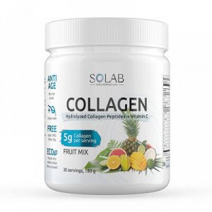 SOLAB Коллаген + Витамин С, Collagen +  Vitamine C, 30 порций, 180гр. Фруктовый микс