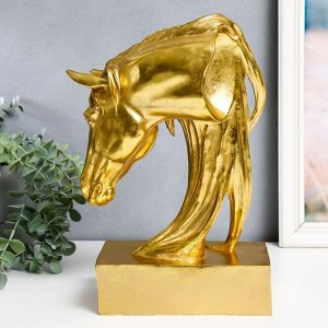 Сувенир полистоун бюст "Золотая голова лошади" 20х11,5х15 см
