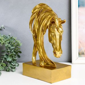 Сувенир полистоун бюст "Золотая голова лошади" 20х11,5х15 см