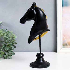 Сувенир полистоун бюст "Голова коня" чёрный с золотом 10х11х31,5 см