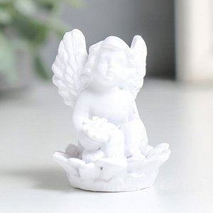 Сувенир полистоун "Белый ангел на цветке" МИКС 3,6х3,7х5 см