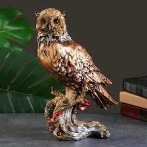 Фигурка полистоун «Сова на коряге», бронза, 30 см