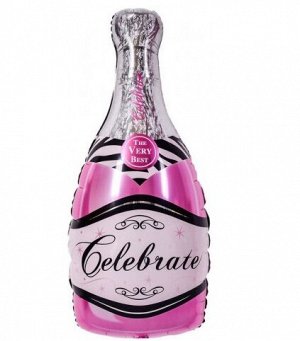 Фольга шар Бутылка Шампанское цвет розовый 39"/49*100 см Китай