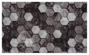 Коврик Коврик вырезной icarpet PRINT антискользящий 50х80 дизайн (128) "Соты Мрамор" черно-серый /  /  /  / Высота ворса, мм нет данных /