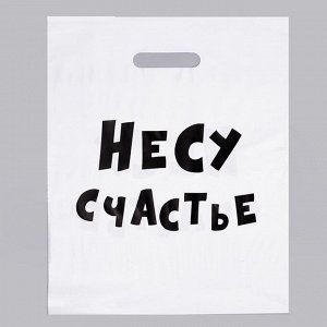 Пакет с приколами, полиэтиленовый с вырубной ручкой, «Несу счастье», 60 мкм 31 х 40 см