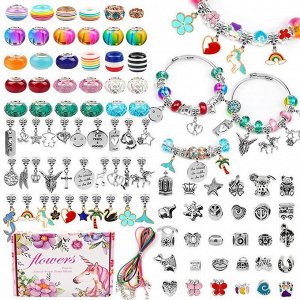 Набор браслетов с подвесками «сделай сам», 98 шт., Подарочная коробка розового цвета для девочек и женщин, изготовление ювелирных ожерелий, на подарок