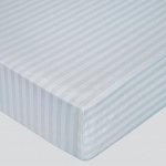 Светло-серая простыня на резинке (90х200x20 поплин-страйп)