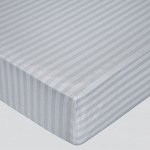 Тёмно-серая простыня на резинке (90х200x20 поплин-страйп)