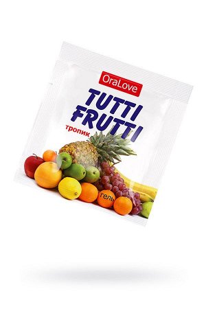 Съедобная гель-смазка TUTTI-FRUTTI для орального секса со вкусом экзотических фруктов ,4гр